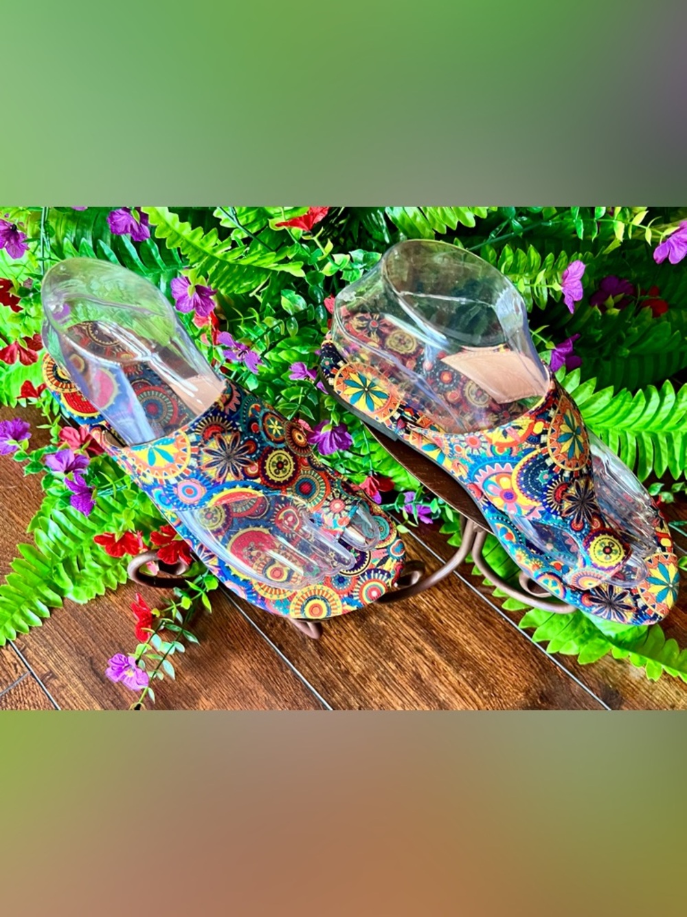 NWT Multicolor Patterned Women’s Sandals-Size 7 - Picture 4 of 7